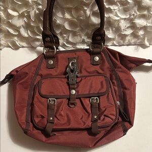 Elegant Brown and Red Shoulder Bag